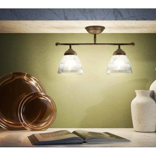 rusztikus uvegburas mennyezeti lampa uvegburas antikolt rez vilagitas haloszoba mediterran klasszikus dupla izzos ketizzos vilagitas.jpg